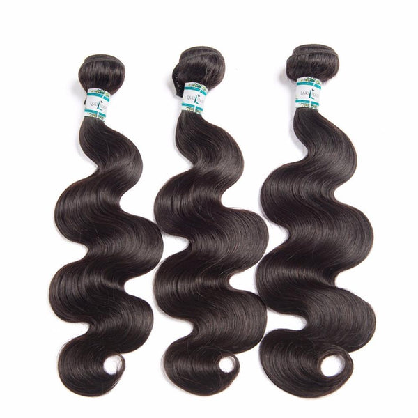 Lakihair Human Hair Bundles 3 Bundles With Lace Closure Brazilian Body Wave Virgin Human Hair Weave