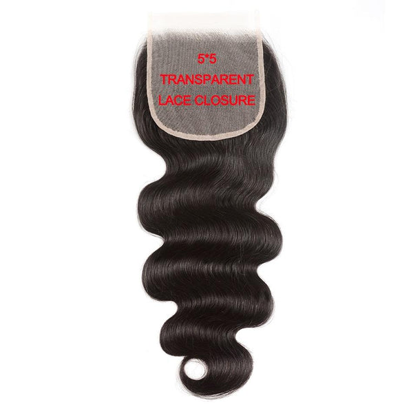 Lakihair  8A Brazilian Virgin Hair 3 Bundles Body Wave Weave With Lace Closure 5*5